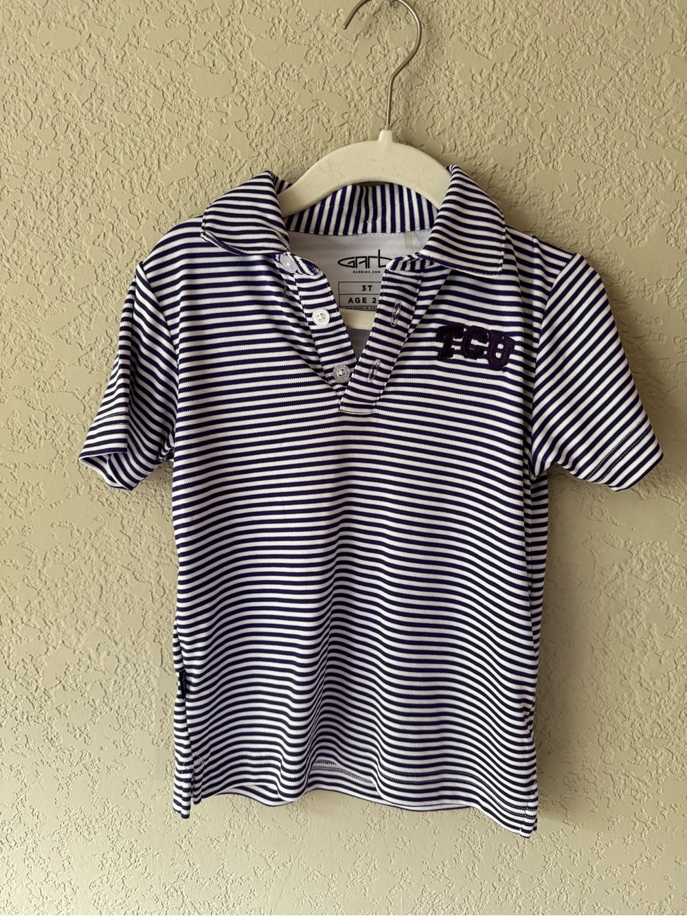TCU Toddler Striped Athletic Polo